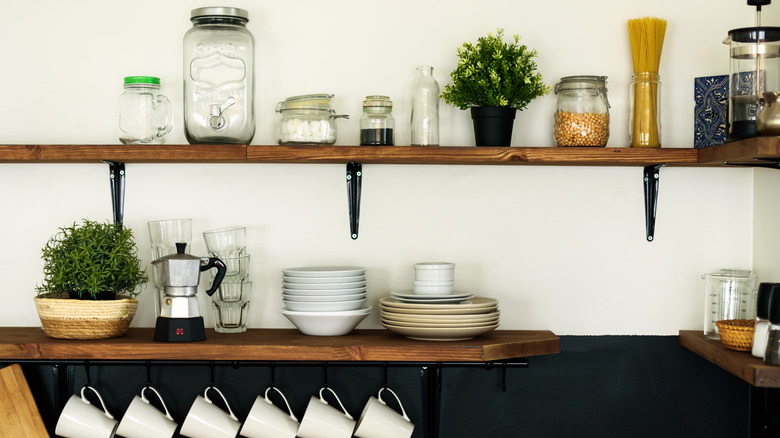 Create More Kitchen Storage: Install Open Shelving Above The Sink