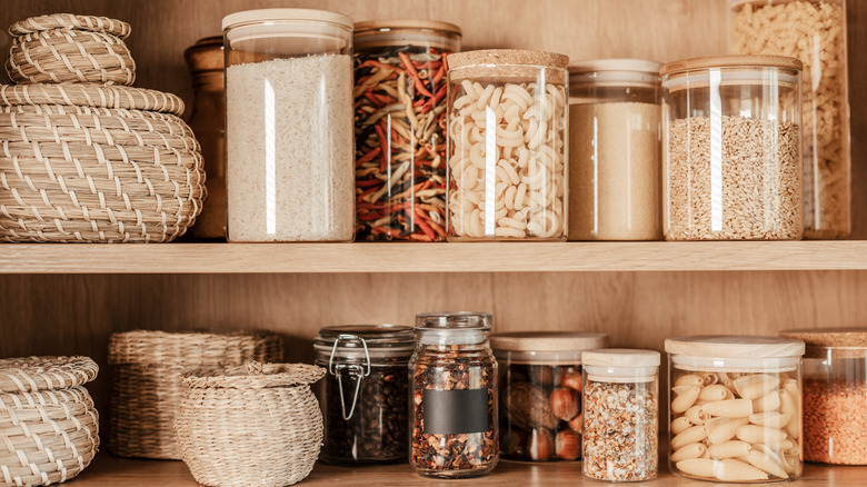 Glass jars can help with kitchen and pantry organization