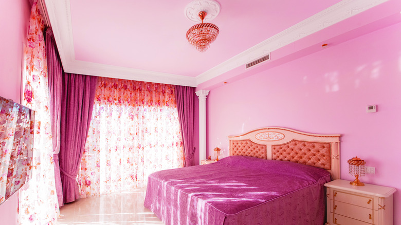 pink paint on ceiling