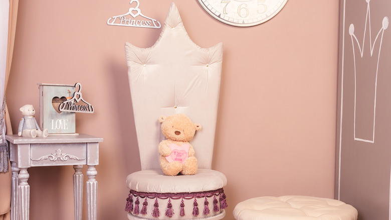 a throne in a bedroom 