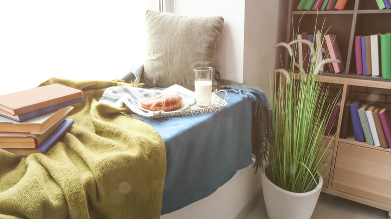 reading nook on window sill