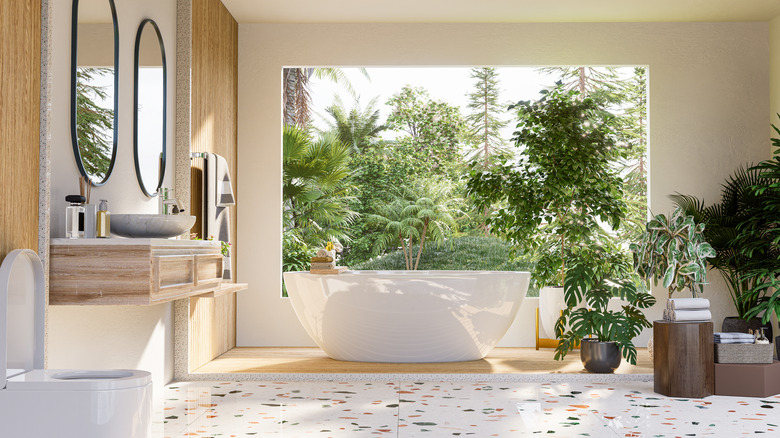 Bathroom with terrazzo flooring