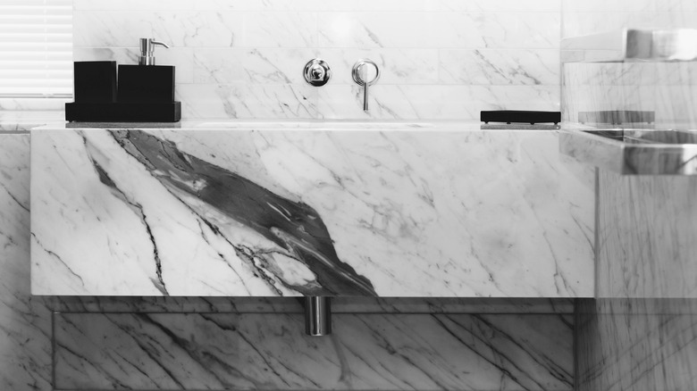 black vein on white marble