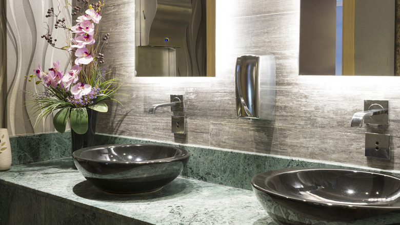 green granite with black sinks
