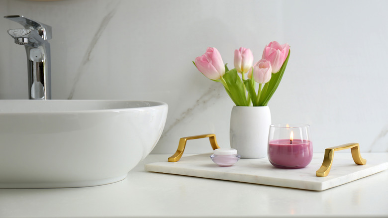 bathroom countertop marble surface