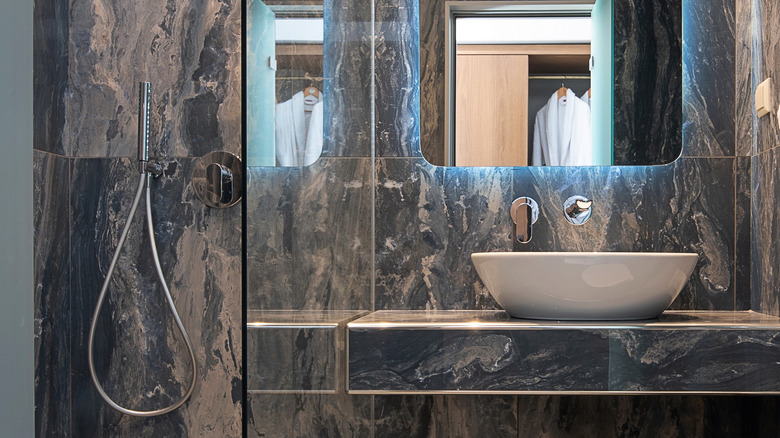 pink and dark gray marble