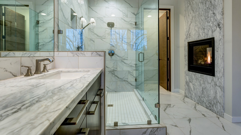 blue-gray veins in white marble