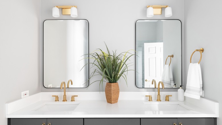 white quartz countertop on vanity