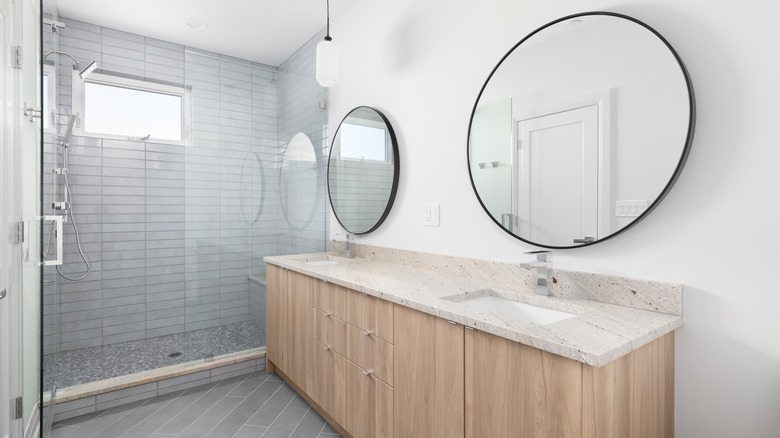 warm white travertine bathroom vanity
