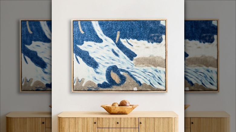 fuzzy art on a wall