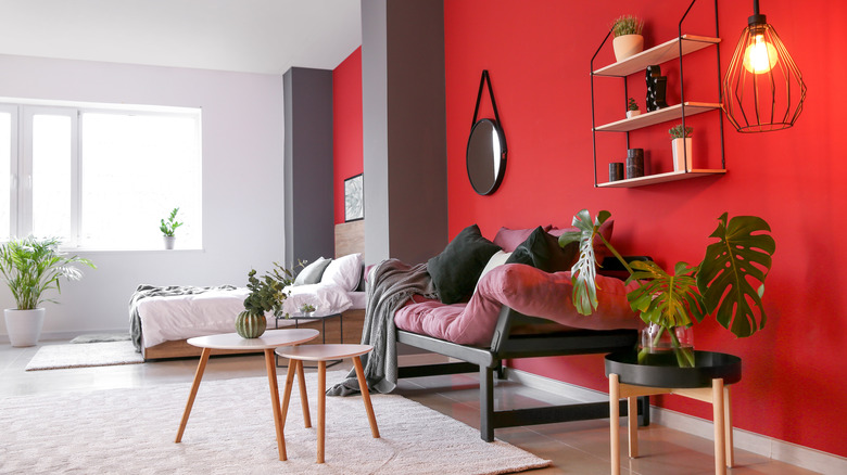 apartment with red wall