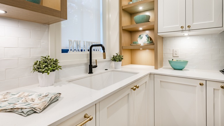 white subway tile backsplash