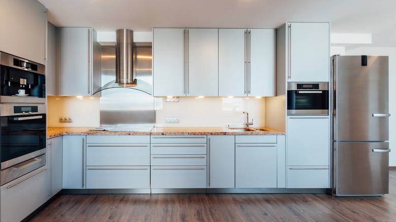 blue cabinets in kitchen