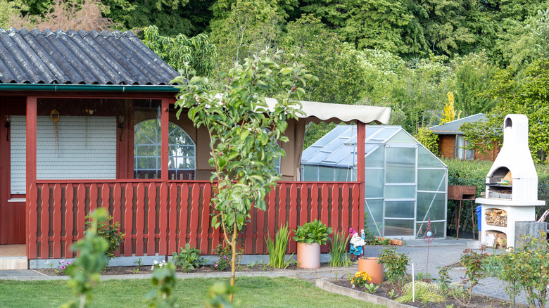cabin with greenhouse