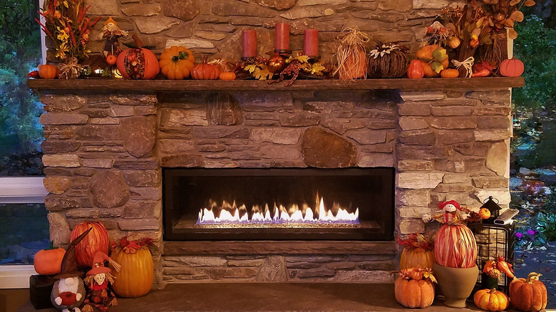 Rustic fireplace mantel