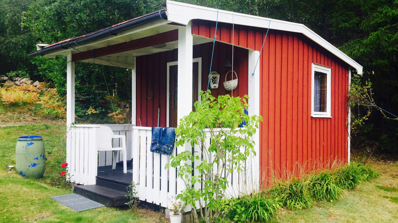 bright orange shed