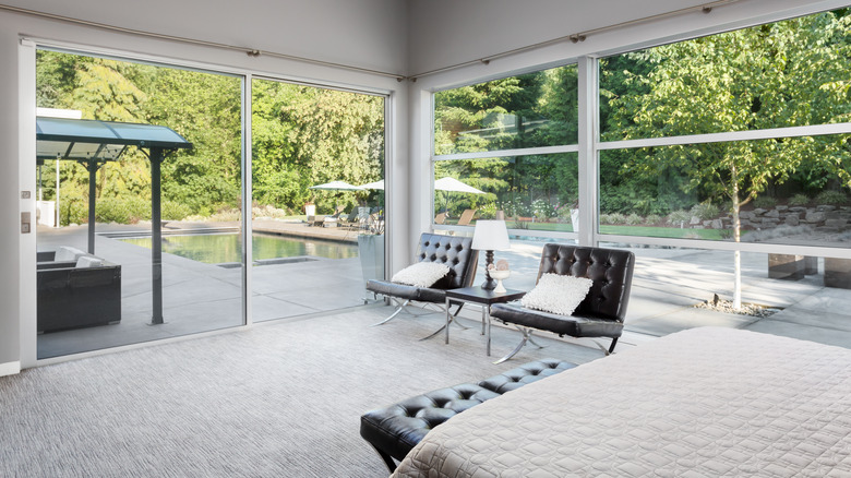 huge glass windows with view