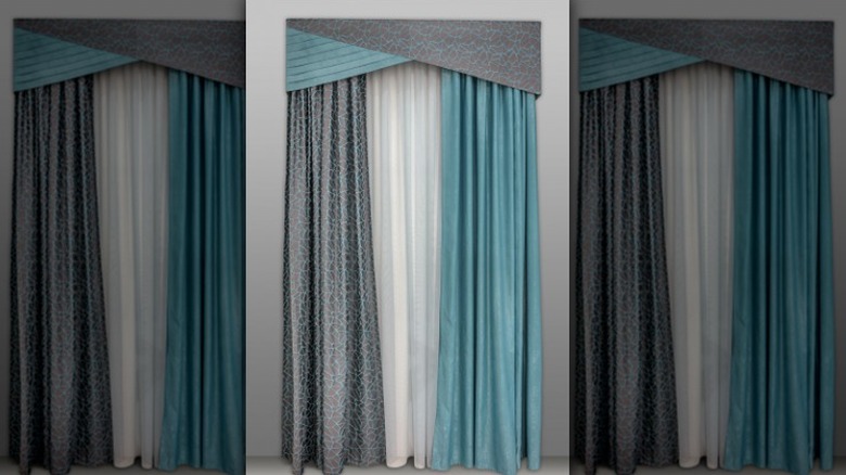 mismatched curtains and pelmet