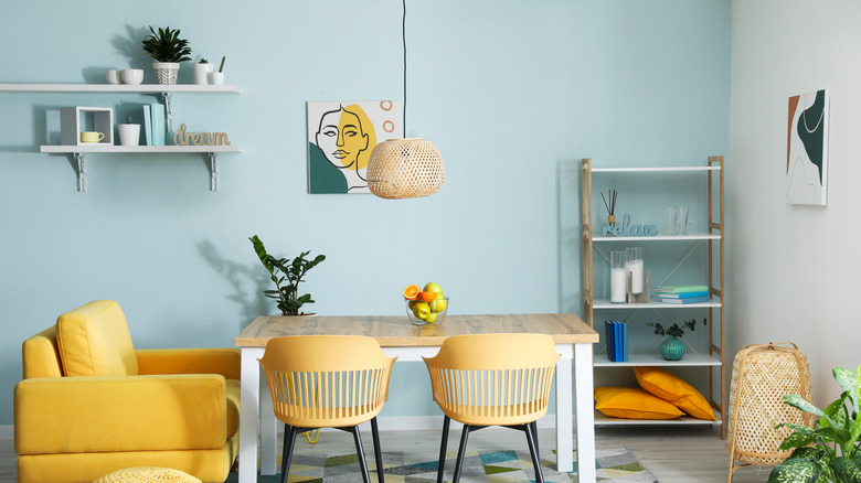 yellow and blue interior
