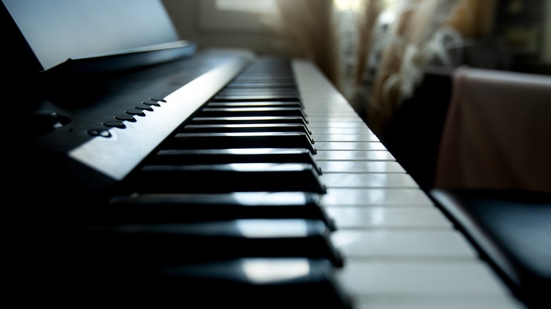 Close up of piano keys