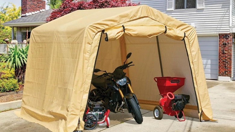 Fabric outdoor storage shed from Harbor Freight