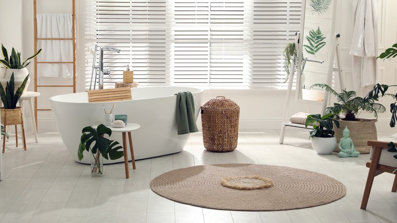 stylish white and wooden bathroom