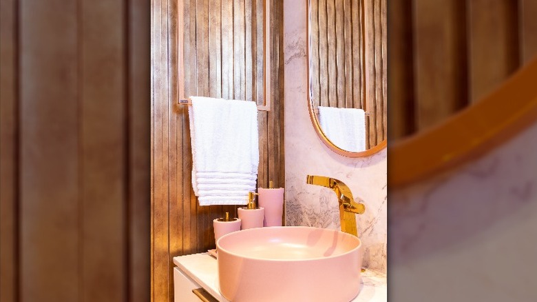 Pink sink gold hardware