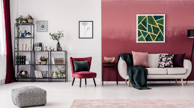 Room with pink accent wall