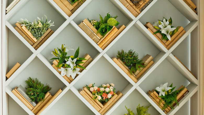 a modern bulit-in bookshelf