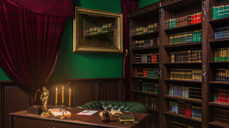 a classic bookshelf in library