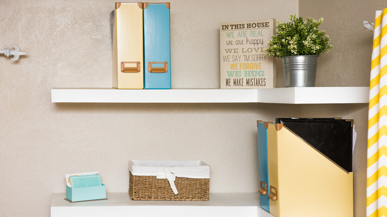 simple shelves holding items