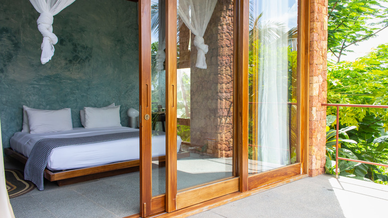 a tropical bedroom
