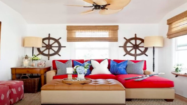red and brown living room