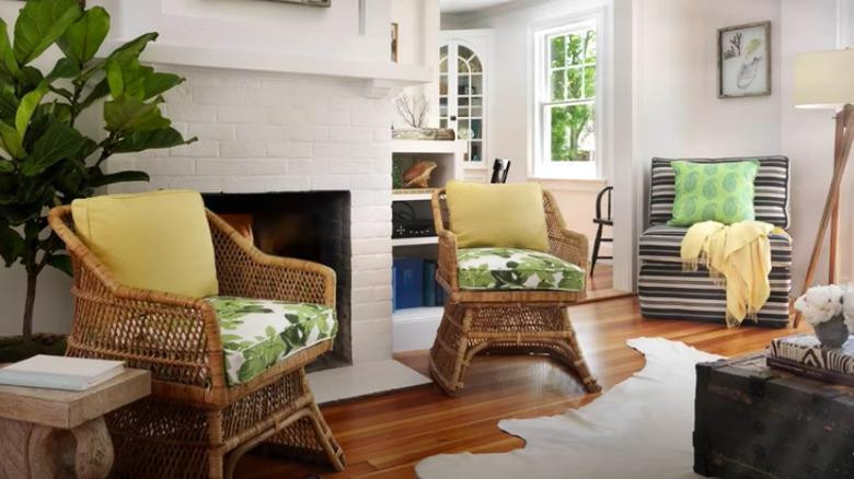 yellow and green living room