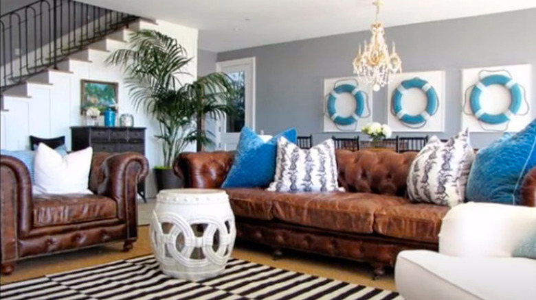 glam beachy living room