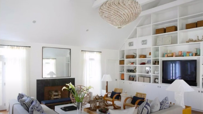 high ceiling living room