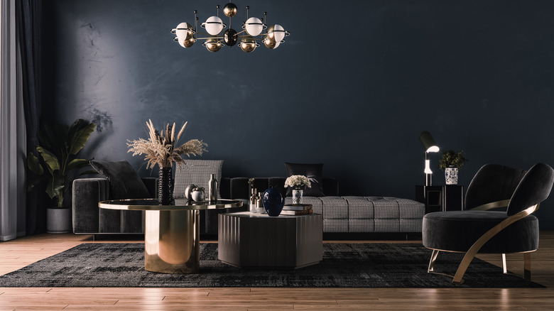 black living room walls