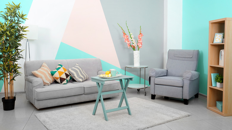 multi-pastel colored walls