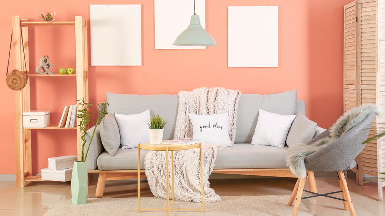peach walls living room