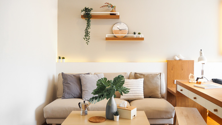 cream walls with neutral decor