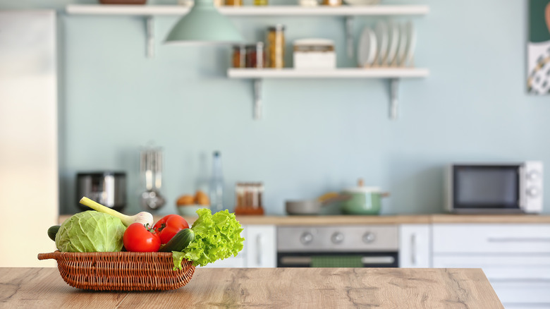 light blue kitchen 