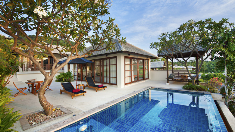 a relaxing pool area