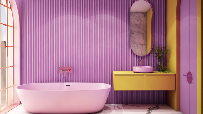 Purple and yellow bathroom