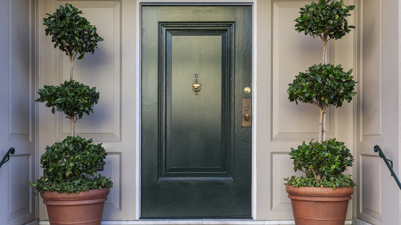 dark green door
