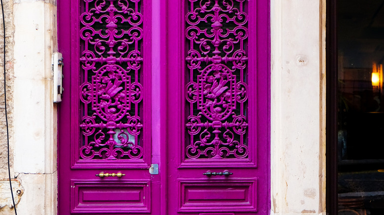 purple pink door