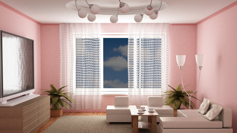 Window with white curtains