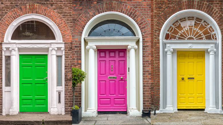 Compilation of colorful front doors