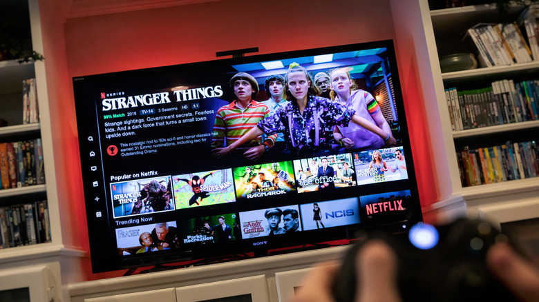 TV showing Stranger Things trailer