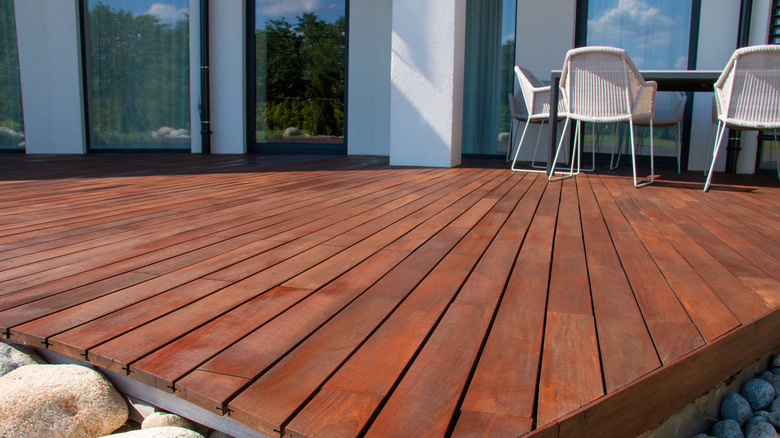 a wooden decking