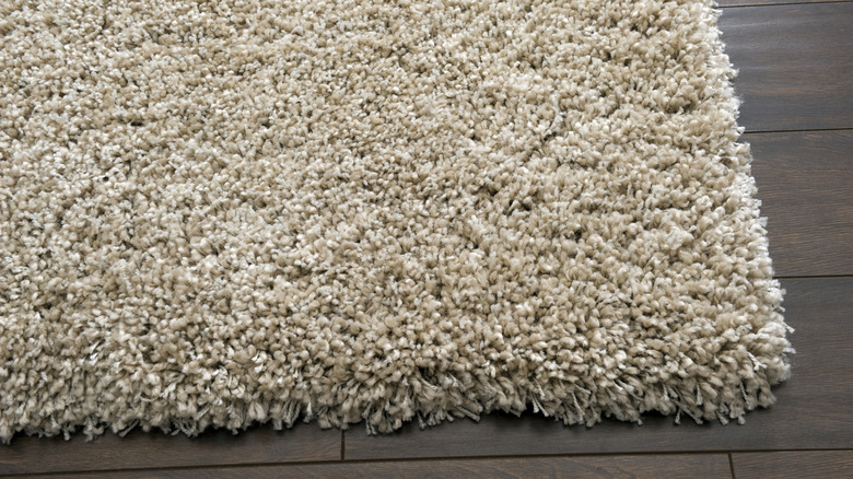A close up of a high pile rug.